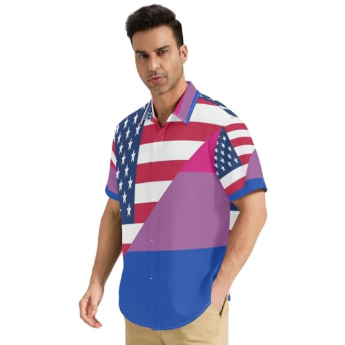 Chemise homme drapeau américain bisexuel au tissu ultra léger toutes saisons