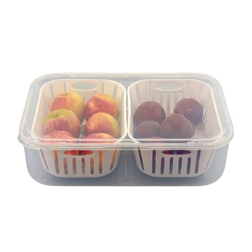 Image of HORNBILLS 2 Grid Fridge Storage Containers Fridge Organizer Container & Lid, Stackable Box, Space Saving Plastic Containers for Chopped Vegetables, Fruits Modern, Clean, and Practical Food Organizer