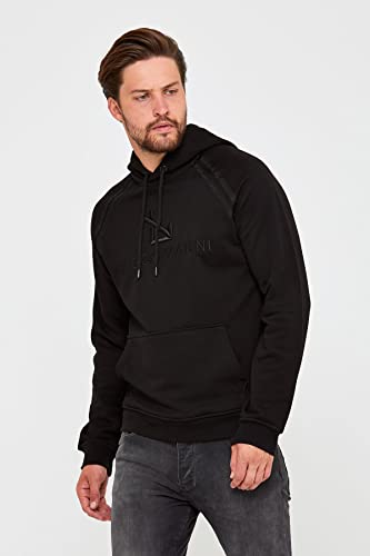 Sweat à capuche noir à rayures taille L pour homme