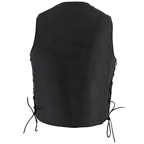 Image of Milwaukee Leather Men's Premium Leather Western Style V-Neck Motorcycle Rider Vest with Front Snap Closure |LKM|ML|SH