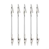Clip métallique à double tête : 5 supports pliables en forme de crocodile, pour notes, cartes, photos et étiquettes avec pinces métalliques à double extrémité mesurant environ 180 mm et 280 mm, idéal pour l'organisation de bureau dans les bureaux, supermarchés ou expositions