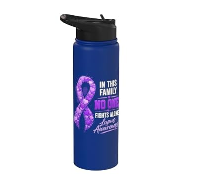 Family Support Lupus Awareness Purple Ribbon Stainless Steel Insulated Water Bottle