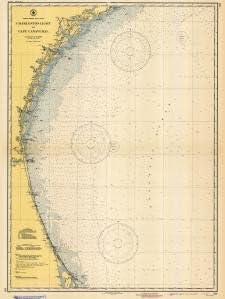Historical Nautical Chart 1111-06-1945: NC, Charleston Light to Cape Canaveral Year 1945