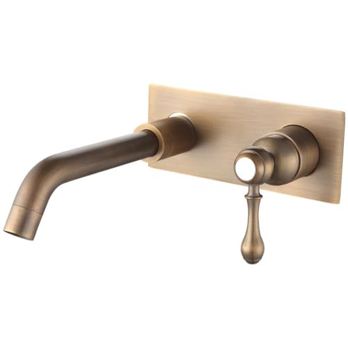 Rubinetto A Parete Per Lavatoio Rubinetto Da Incasso In Rame Caldo E Freddo Pre-Incorporato Lavabo A Muro Lavabo Bagno Rubinetto Per Lavabo Casa Pannello Marrone