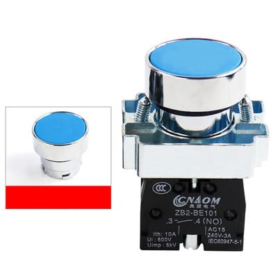 Momentary Push Button Switch 22mm 10A/240V Circular Small Size Flat Round Panel NC/NO XB2-BA31 XB2-BA42 ZB2-BE101C 102C(Blue NO)