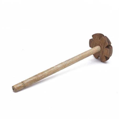 Image of Sanjeev Kapoor by OGGN Wooden Hand Mathani, Chaas /Butter Milk /Lassi Maker, Traditional Saag Ghotni, Natural Wood Hand Mixer Blender for Cooking, Pure Solid Kitchen Tools