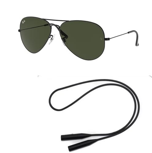 Ray-Ban RB3026 Sunglasses Bundle: RB 3026 AVIATOR LARGE METAL II L2821 Aviator Large Metal Ii Black G and Universal Anti-slip Silicone Leash2