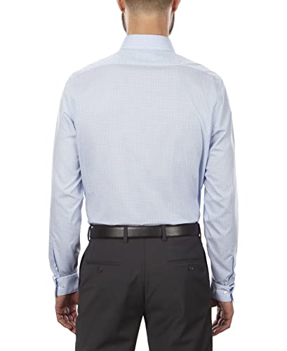 Calvin Klein Men's Dress Shirt Non Iron Stretch Slim Fit Check, Blue Bird, 16" Neck 34"-35" Sleeve #TOP1