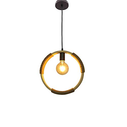 Art créatif lampe suspendue vintage en fer forgé et bois véritable