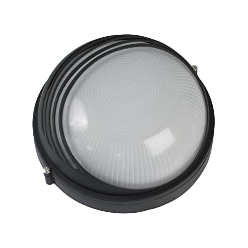 Amig - Plafone Esterno Stagnato | Mod.2 | Ø 240 x 125 mm | Applique da Parete Decorativa | Adatta per Ingressi, Facciate, Giardini o Balconi di Case | Lampada Circolare in Alluminio Nero