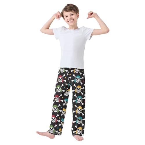 ZZKKO Colored Skulls Pirates Boys Pants for Kids Jogger Pants with Pockets S-XL2