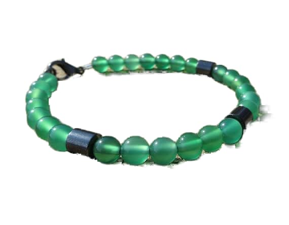 Bracelet en perles d'onyx vert et hématite : le cadeau unisexe idéal 18cm