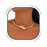 Coridy Gargantilla de serpiente plateada con diamantes de imitación, cadena elástica punk, joyería para mujer (dorado)