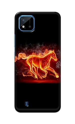 Image of PRINTFIDAA Printed Hard Back Cover Case for Realme C20 | Realme C20A | Realme C11 2021 Back Cover (Fiery Horse) -112
