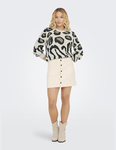 JDY Damen Jdylorraine Animal L/S KNT Noos Strickpullover, Cement, Black, XS EU – Ansicht 2