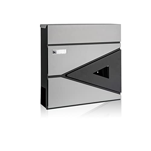 Ydocabinit MAILBOX-MD039BG2 Wall Mount Mailbox,Large Capacity Locking Mailbox For Outside,Galvanized Steel Cover And Rust-Proof Metal Post Box With Newspaper Holder,15.7 Inchx15.7 Inchx4.3 Inch Black,Md039G cover