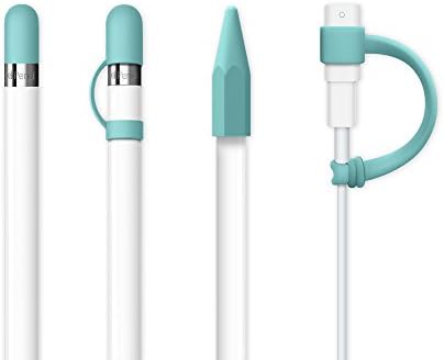 FRTMA [4-Piece] for Apple Pencil Cap/Apple Pencil Tip Cover/Cable Adapter Tether/Apple Pencil Cap Holder for iPad Pro Pencil, Ice Sea Blue