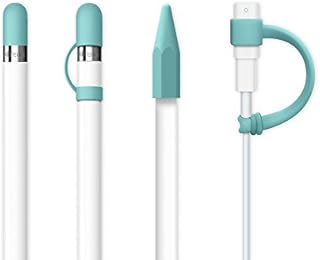 FRTMA [4-Piece] for Apple Pencil Cap/Apple Pencil Tip Cover/Cable Adapter Tether/Apple Pencil Cap Holder for iPad Pro Pencil, Ice Sea Blue