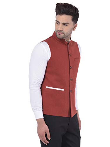 LUXURAZI Crimson Red Nehru Jacket Waistcoat for Men2