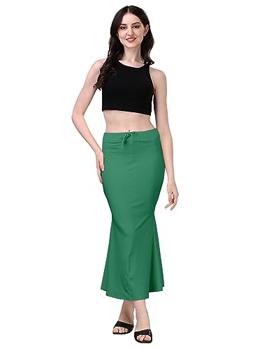Image of Women's Saree Shapewear Petticoat, Cotton Blend Stretchable Mermaid Skirt, High Waist Tummy Control, Smooth Curve Fit with Adjustable Drawstring