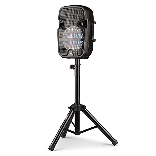 Qfx Pbx-61087 8" Portable Party Sound System With Led Party Lights, Speaker Stand, And A Wireless Microphone, Black #TOP2