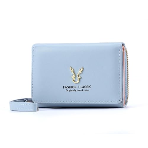 Wallets Antler Women's Handbag Luxury Large Capacity Short Wallet Lady(Blue)