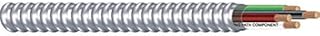 6/3 Metal Clad (MC) Cable with Ground, Aluminum Armored, Stranded Copper Conductors (50Ft Cut)