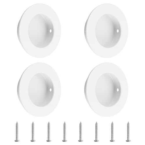 MOROBOR 4pcs White Round Recessed Handle