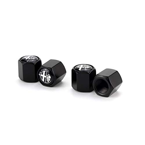 HYFML New Pattern Zinc Alloy Black Alfa Romeo Logo Tire Valve Caps A Set of Four pcs （1）