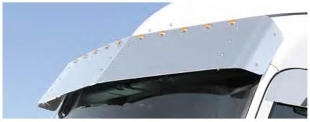 Replacement for Peterbilt 579 Year 2015 15.5IN Stainless Steel Drop Visor W/ 10 MINI Amber/Amber LED Lights by Technical Precision