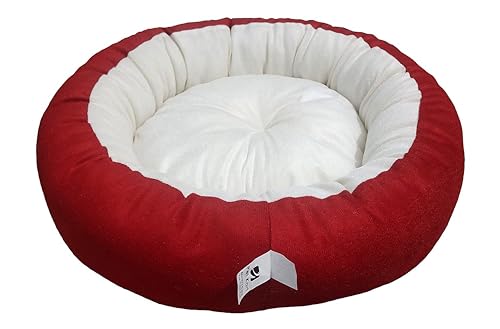 Image of Medium Size Dog Bed for Medium Size Dogs, Puppies, Kitten and cat Bed Velvet Fabric Dual Color Red-Cream Anti Skid Bottom Washable Export Quality Pet Bed