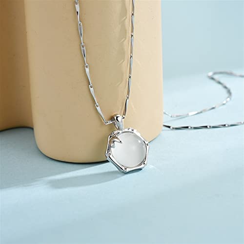 Collier pendentif calcédoine blanche de qualité supérieure en argent 925 - 3