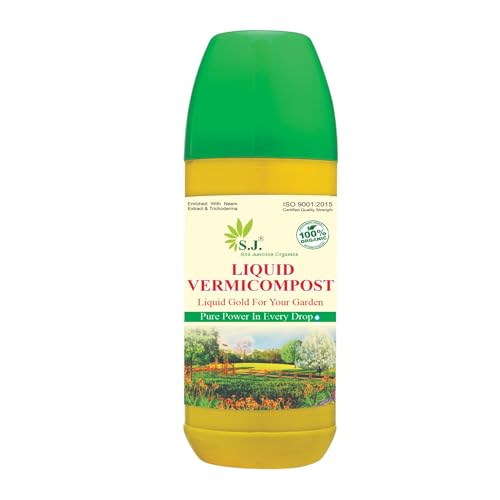 Image of SJ Organics LIQUID Vermicompost For Plants - 900 ML | Equivalent to 10KG Vermicompost | With Measuring Cup | Fertilizers for Plant Home Garden | Enriched Plant Food Fertilisers |