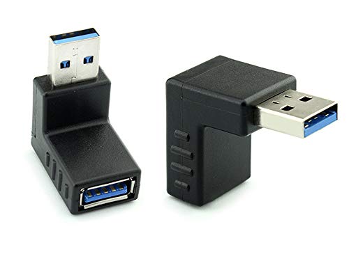 YFFSFDC USB 3.0 アダプタ 【2個セット】 L型 90度 直角 方向 変換 Type A (タイプa オス〜タイプa メス) 上向き 下向き 変換アダプタ