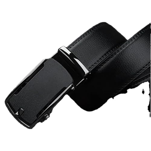 Men's Solid Color Casual Leather Belt Automatic Buckle Belt Classic Black 3.5 Cm Belt3