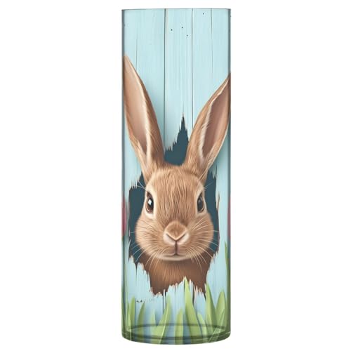 SKYSHU Vaso cilindrico in plastica a forma di tulipano, con coniglietto pasquale, per bouquet di piante, 1 pezzo, infrangibile, alto, trasparente, per matrimoni, centrotavola, casa, scuola, ufficio