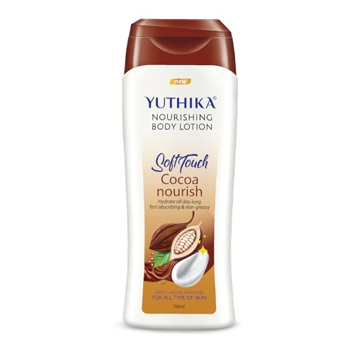 Image of Yuthika Body Lotion Cocoa Nourish 100ml Pack of 3 Body Lotion - Hydrating Moisturizer for Women & Men, Non-Irritant & Non-Sticky, 24H Hydration for Dry Skin
