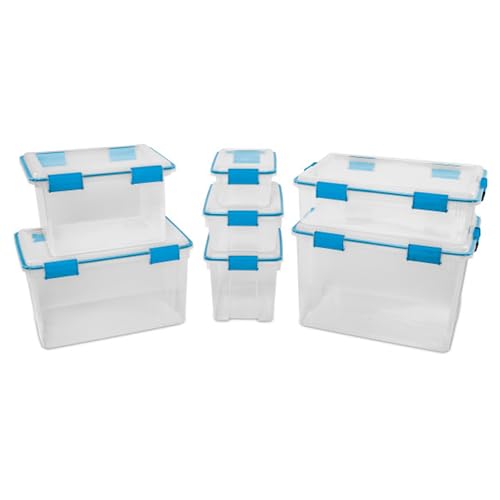 Image of Sterilite 24-Pack Gasket Box, Weather-Resistant Storage Bins with Latching Lids, 7.5 Quart - Heavy-Duty Organizing Containers for Closet, Bathroom, and Office