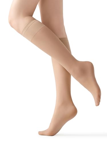 Image of MOOCHI Women's Sheer Knee High Stockings 6 Pairs 20 Denier Nylon Socks