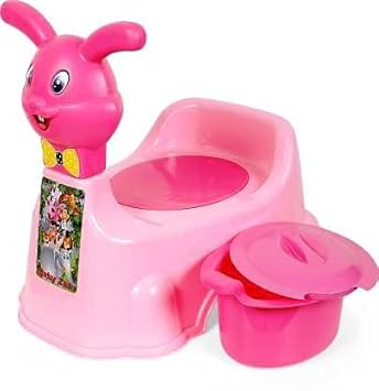 Aufers Toilet Trainer Baby Potty Seat Cartoon Face with Removable Tray & Closing Lid (Pink) for 6 to 30 Months Baby