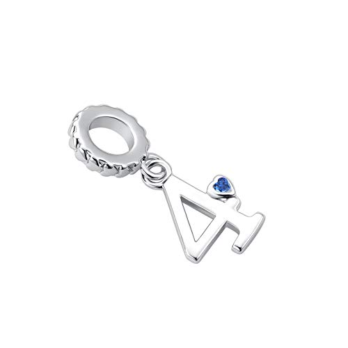 Lucky Number 1 2 3 4 5 6 7 8 9 Charm Initial Heart CZ Dangle Bead for Pandora Charm Bracelet3