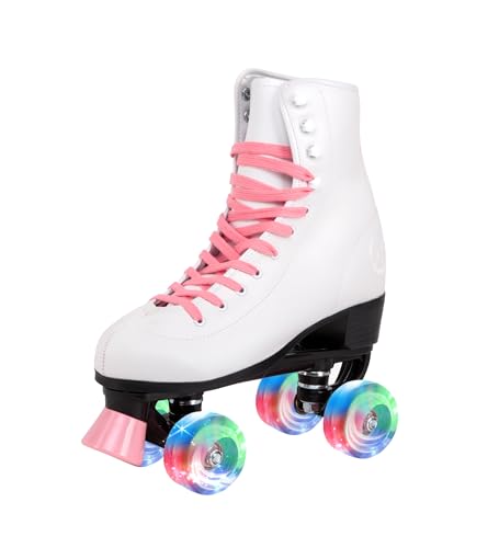 Image of C SEVEN C7skates Quad Roller Skates | Retro Design (Candy Pink w LED, Women's 5 / Youth 4)