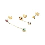 Set de trois boucles d'oreilles Agatha argent doré ligne Beloved