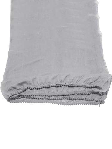 Image of Miraan Solid Pure Cotton Dupatta with Pom Pom Border, 2.25 meters length (DUPCOTTON)