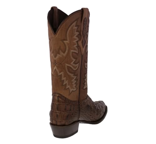 El Presidente Mens Western Cowboy Boots Brown Leather Alligator Back Pattern J Toe3