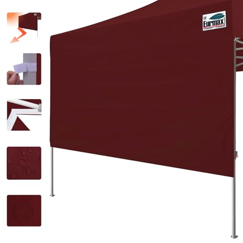 Image of Eurmax USA 10x4.8 Pop Up Canopy SunWall-UV Protection for Tents,Blocks Sunlight&Wind,Water Resistant Side Wall Only,Easy Hook & Loop Installation,Fit for 10FT Straight Leg Shelters&Gazebo,Burgundy