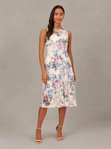 Image of Adrianna Papell Women's Floral Printed Veiled Dress