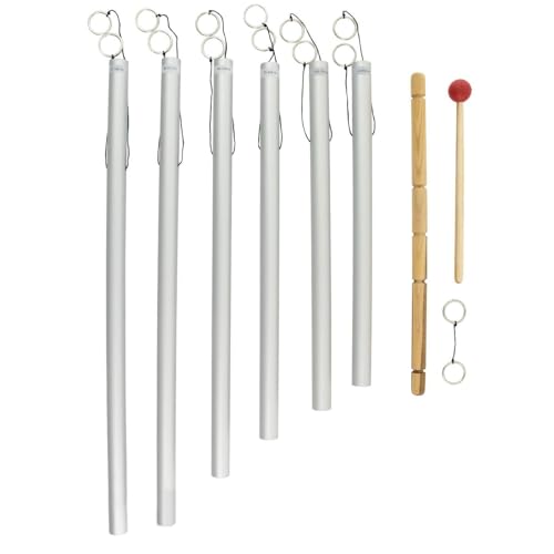 Set of 6 Sacred Solfeggio Tuned Healing Chimes Includes 6 Chimes, Hanger, & Mallet/Tuned to Solfeggio Tones/Used in Gregorian Chants