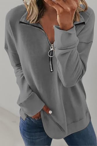 Image of NEYOUQE Womens Fall Winter Fashion Sweatshirts Quarter Zip up pullover Polo sweatshirt women casual trendy crewneck tops