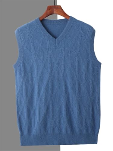 Men's V-Neck Cashmere Waistcoat Thick Loose Sleeveless Warm Knitted Sweater Vest3